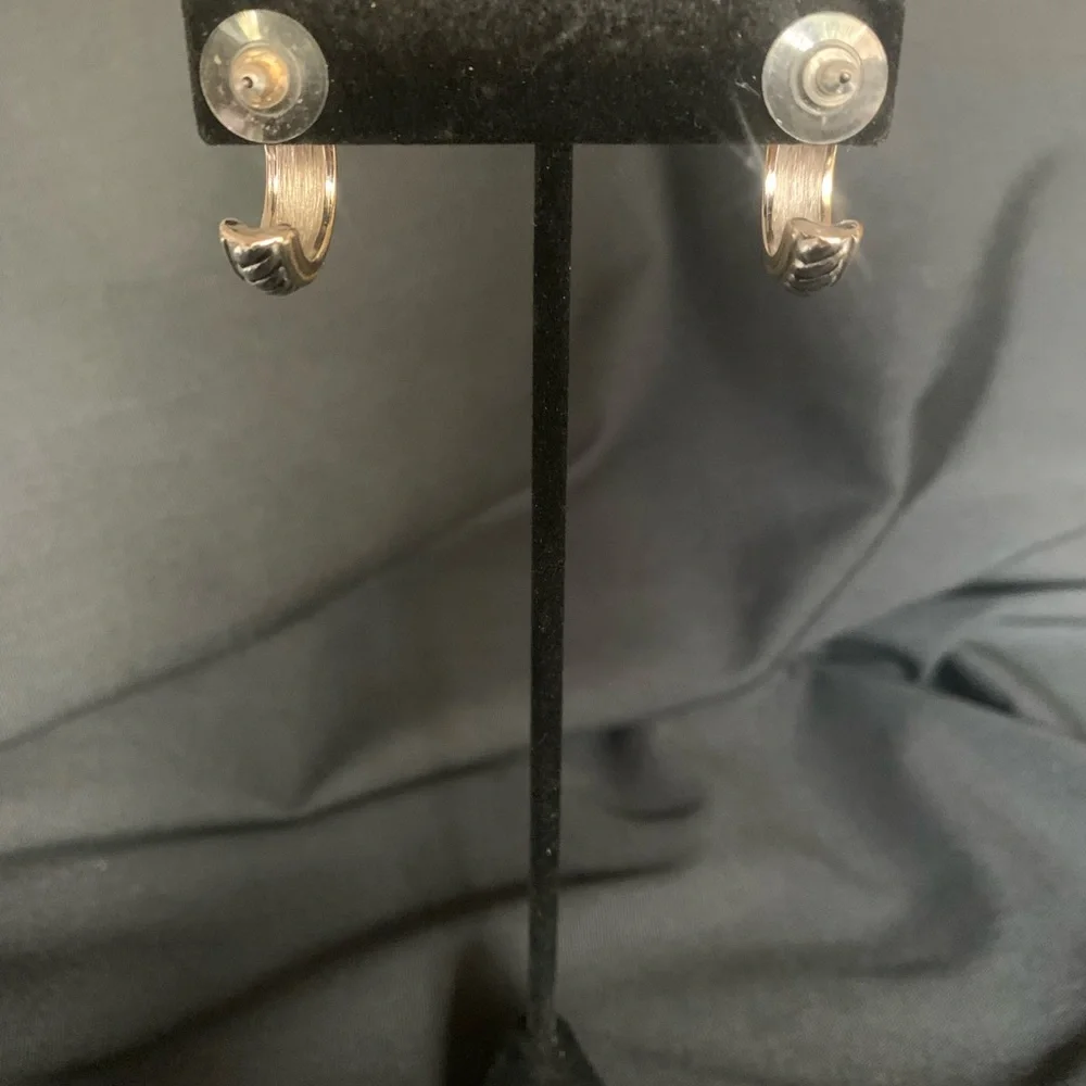 Vintage, pierced, silver & gold hoops, good condition.